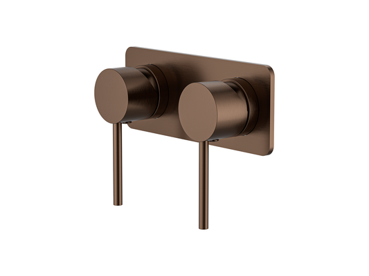 Maple Twin Shower/Bath Mixer Square Plate Brushed Copper