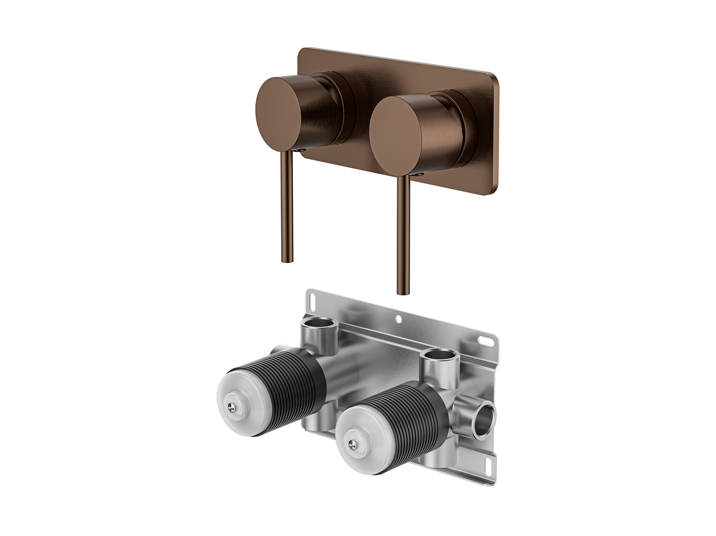 Maple Twin Shower/Bath Mixer Square Plate