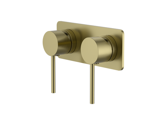 Maple Twin Shower/Bath Mixer Square Plate Brushed Gold