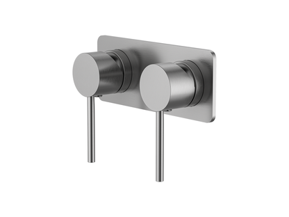 Maple Twin Shower/Bath Mixer Square Plate Brushed Nickel