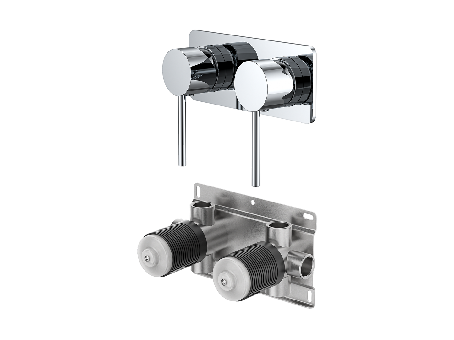 Maple Twin Shower/Bath Mixer Square Plate