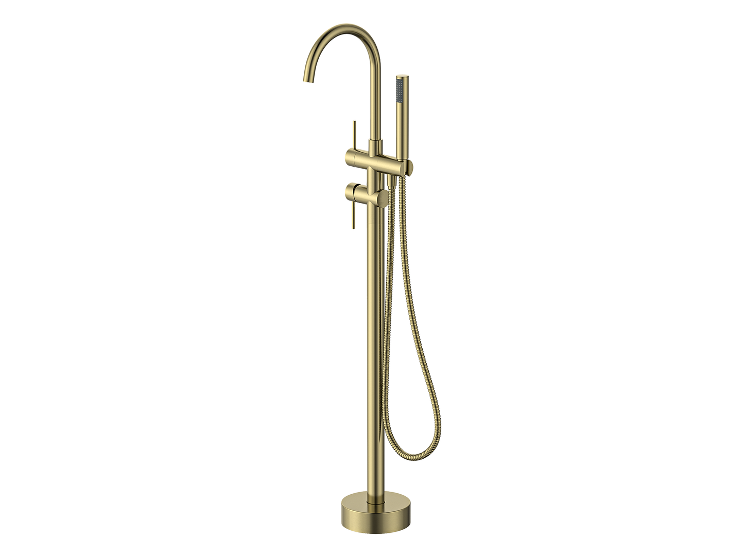 Maple Freestanding Floor Mixer with Hand Shower Brushed Gold