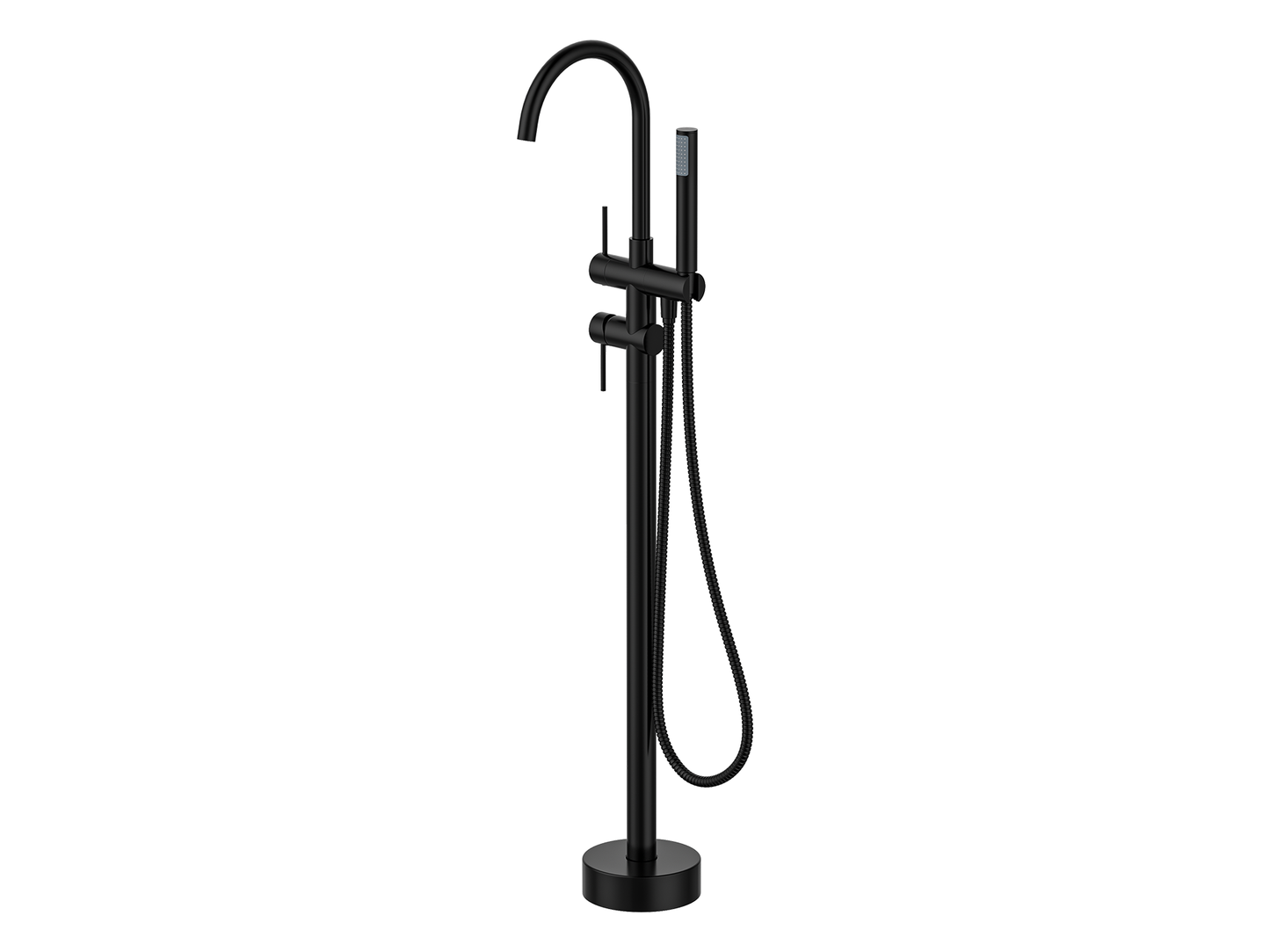 Maple Freestanding Floor Mixer with Hand Shower Matte Black