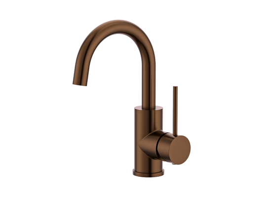 Maple Gooseneck Basin Mixer Brushed Copper