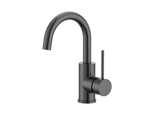 Maple Gooseneck Basin Mixer Gun Metal