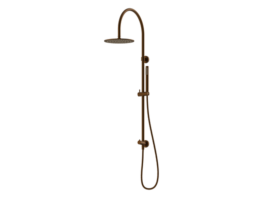 Maple Gooseneck Twin Shower Brushed Copper