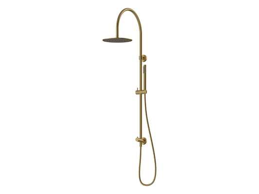 Maple Gooseneck Twin Shower Brushed Gold