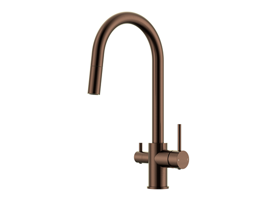 Maple 3-Way Pullout Gooseneck Filter Sink Mixer Brushed Copper