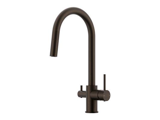 Maple 3-Way Pullout Gooseneck Filter Sink Mixer Vintage Brass