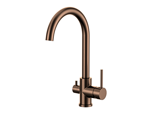 Maple 3-Way Gooseneck Filter Sink Mixer Brushed Copper