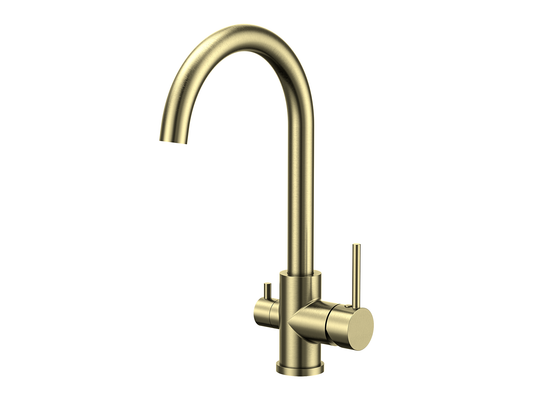 Maple 3-Way Gooseneck Filter Sink Mixer Brushed Gold