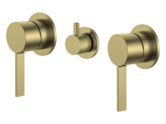 Sakura Twin Shower / Bath Mixer with Centre Diverter Brushed Gold