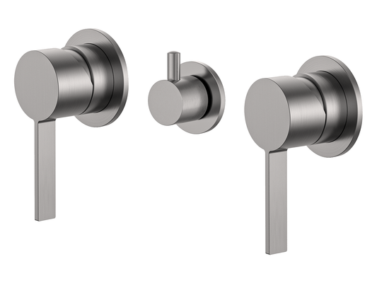 Sakura Twin Shower / Bath Mixer with Centre Diverter Brushed Nickel