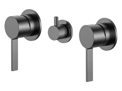 Sakura Twin Shower / Bath Mixer with Centre Diverter Gun Metal