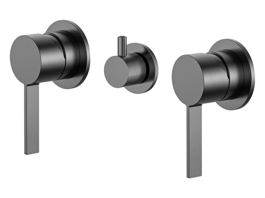Sakura Twin Shower / Bath Mixer with Centre Diverter Gun Metal