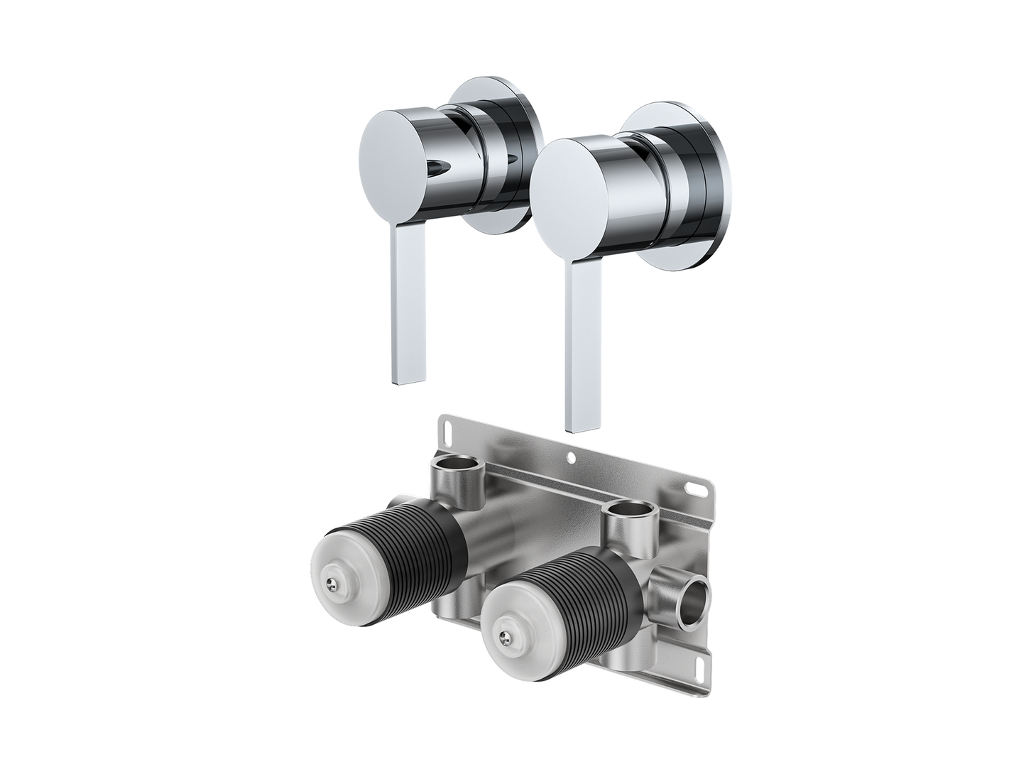 Sakura Twin Wall Shower/Bath Mixer - Separate Plates