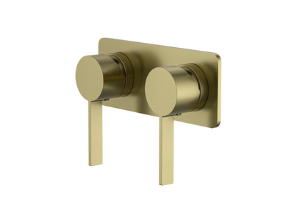 Sakura Twin Shower/Bath Mixer Square Plate Brushed Gold