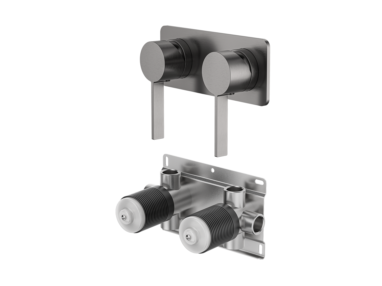 Sakura Twin Wall Shower/Bath Mixer - Square Plate