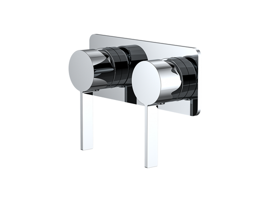 Sakura Twin Shower/Bath Mixer Square Plate Chrome