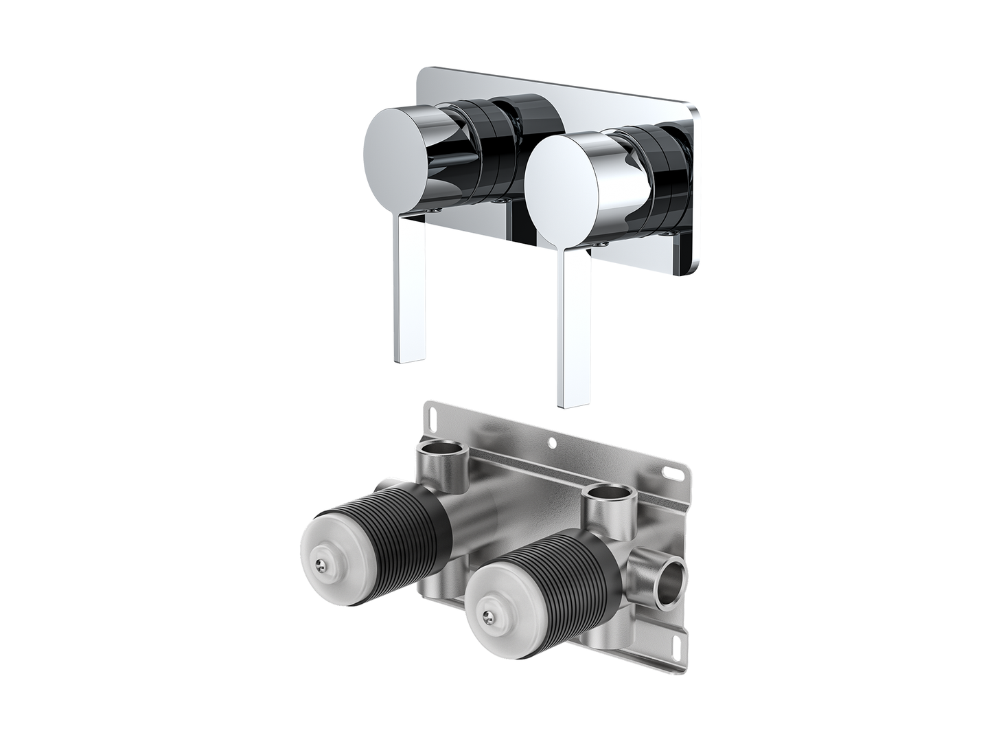 Sakura Twin Wall Shower/Bath Mixer - Square Plate