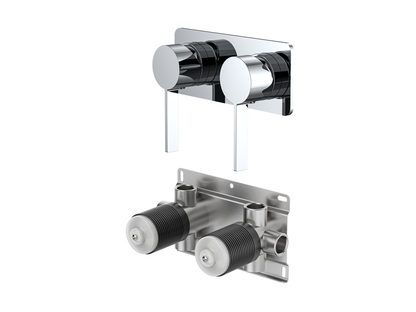 Sakura Twin Wall Shower/Bath Mixer - Square Plate