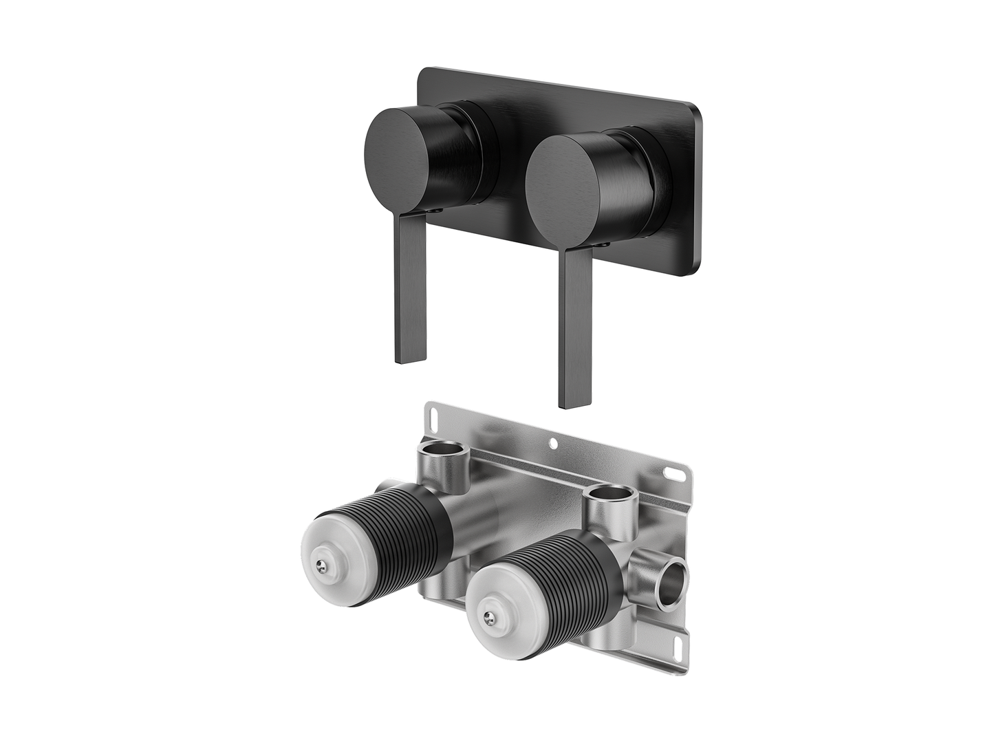 Sakura Twin Wall Shower/Bath Mixer - Square Plate