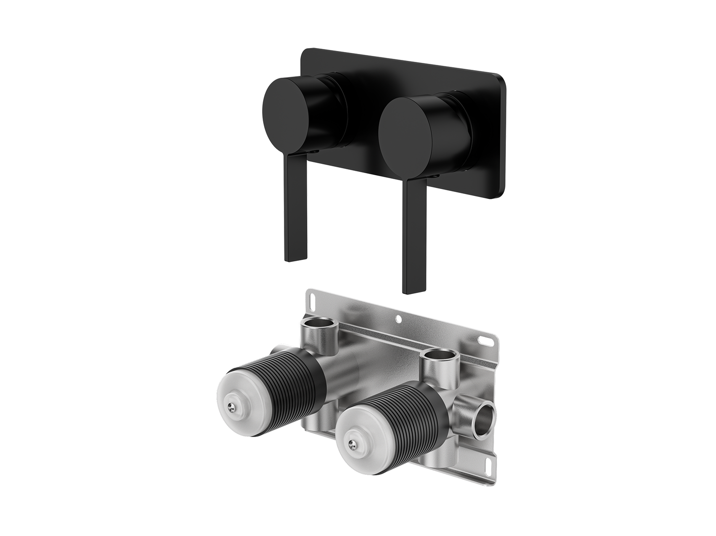 Sakura Twin Wall Shower/Bath Mixer - Square Plate
