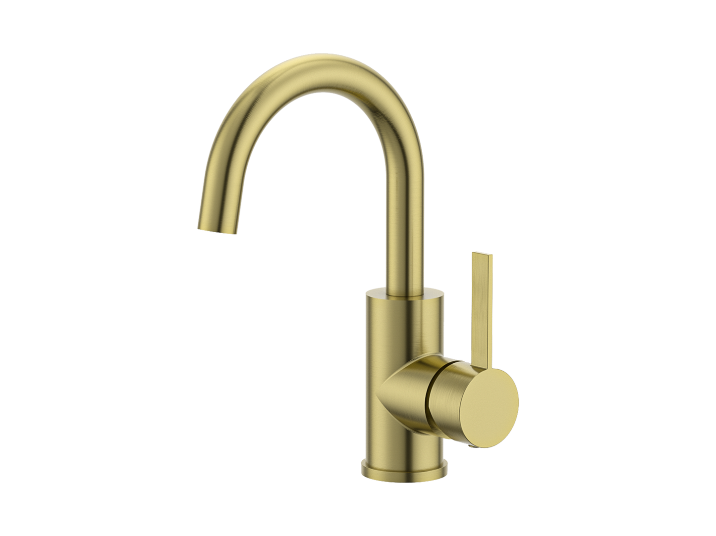 Sakura Gooseneck Basin Mixer Brushed Gold