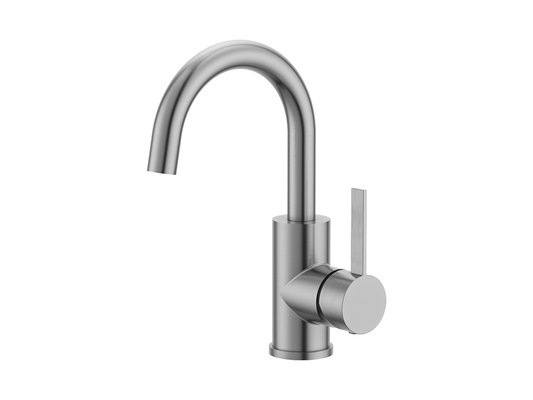 Sakura Gooseneck Basin Mixer Brushed Nickel