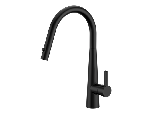 Sakura Belle Gooseneck Pullout Sink Mixer with Vegie Spray Matte Black