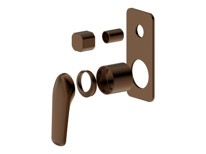 Sequoia Wall Diverter Shower / Bath Mixer Brushed Copper Square Plate