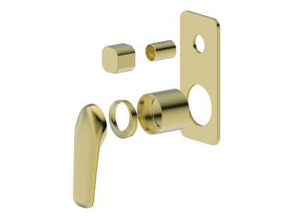 Sequoia Wall Diverter Shower / Bath Mixer Brushed Gold Square Plate