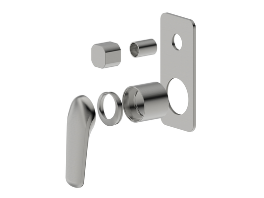 Sequoia Wall Diverter Shower / Bath Mixer Brushed Nickel Square Plate