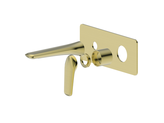 Sequoia Wall Basin/Bath Mixer Brushed Gold Square Plate