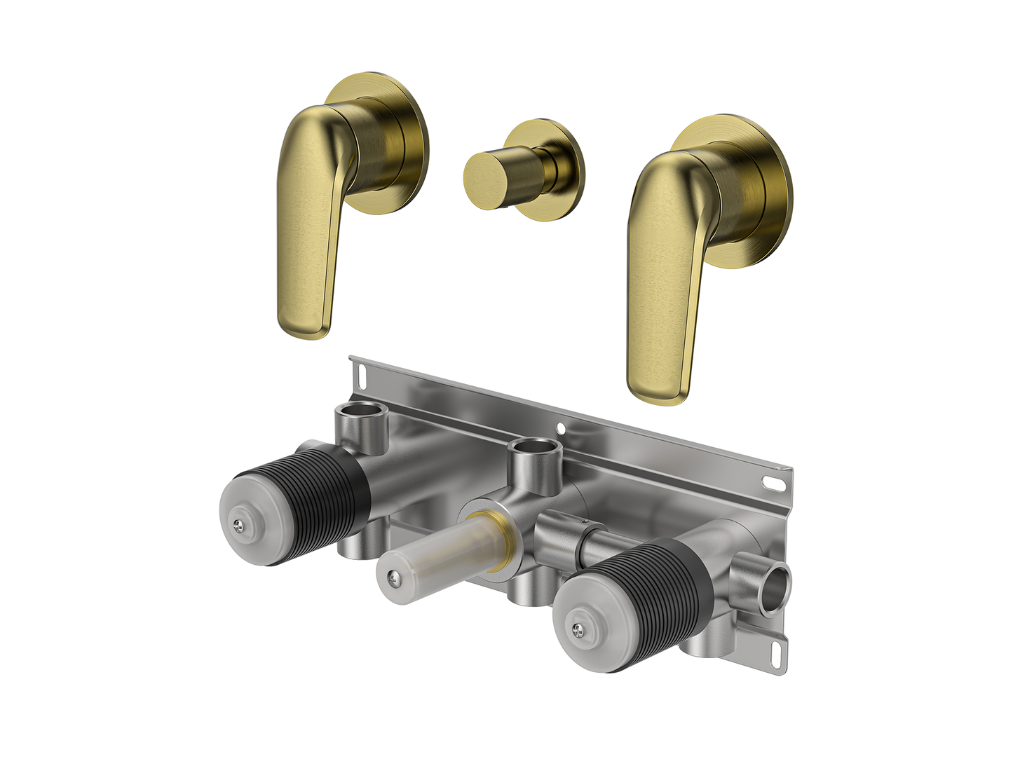Sequoia Twin Shower / Bath Mixer with Centre Diverter Round Plates