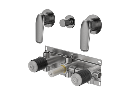 Sequoia Twin Shower / Bath Mixer with Centre Diverter Round Plates