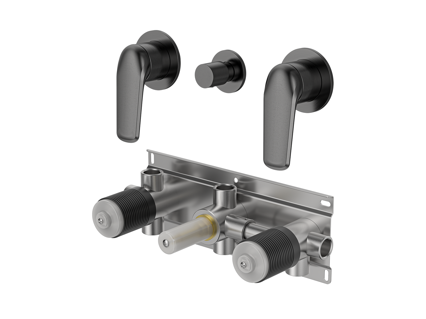 Sequoia Twin Shower / Bath Mixer with Centre Diverter Round Plates