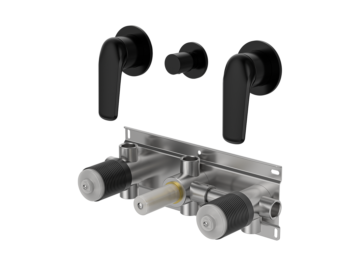 Sequoia Twin Shower / Bath Mixer with Centre Diverter Round Plates