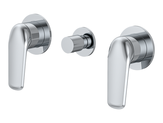 Sequoia Twin Shower / Bath Mixer with Centre Diverter Round Plates Chrome