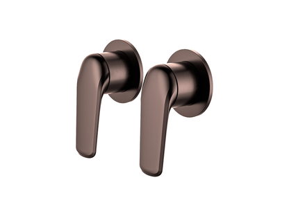 Sequoia Twin Shower/Bath Mixer Separate Round Plates Antique Copper