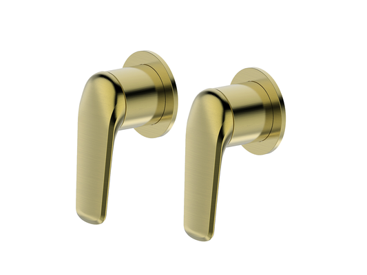 Sequoia Twin Shower/Bath Mixer Separate Round Plates Brushed Gold