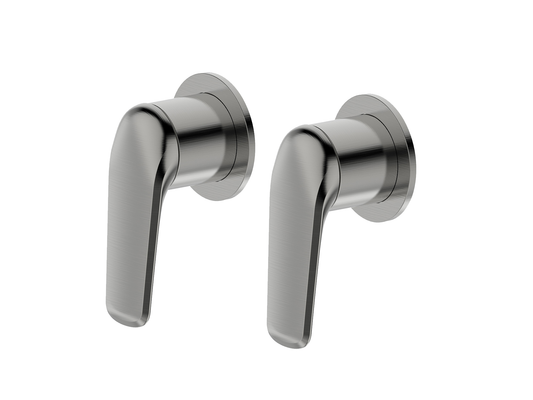 Sequoia Twin Shower/Bath Mixer Separate Round Plates Brushed Nickel