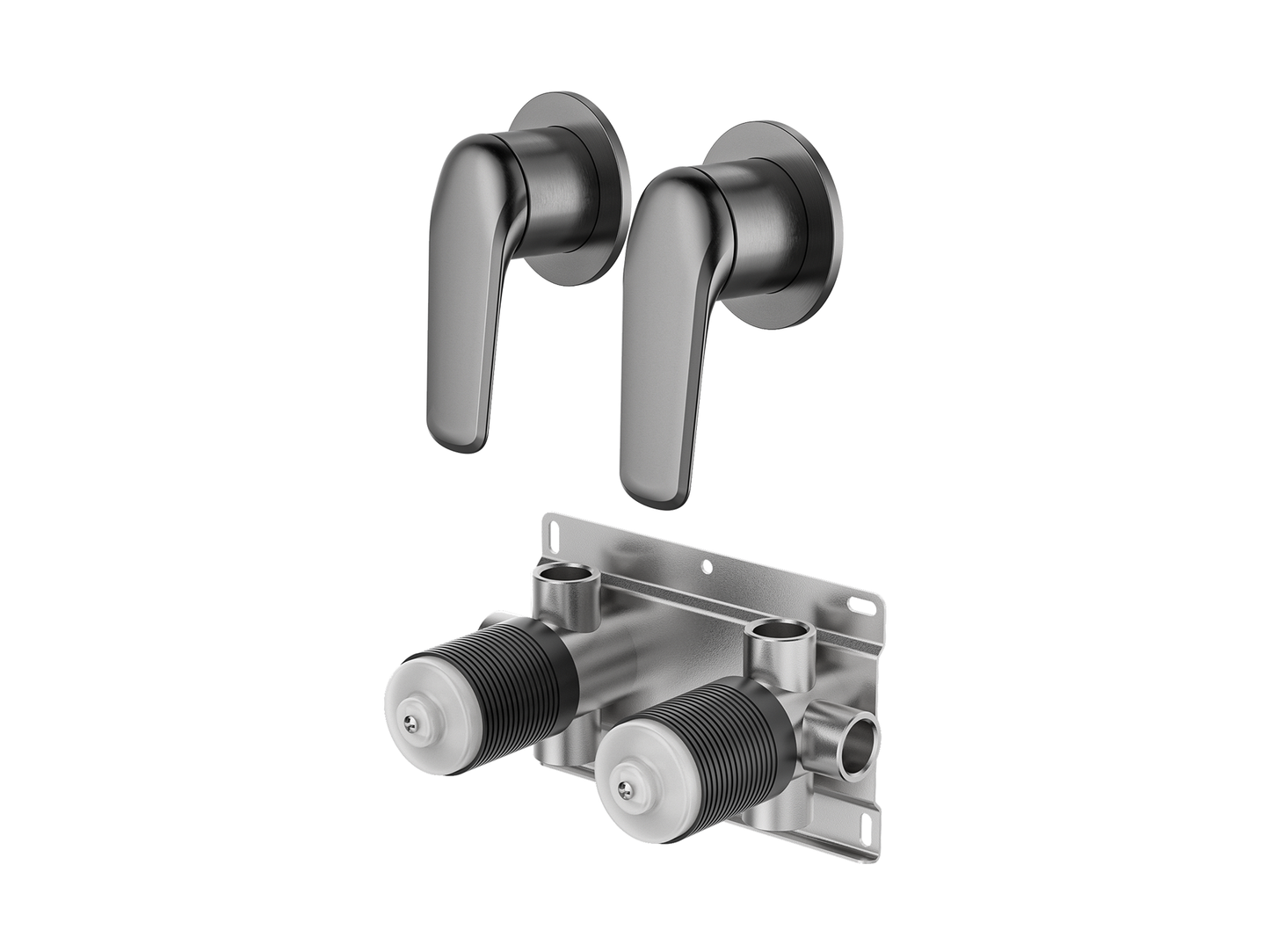 Sequoia Twin Shower/Bath Mixer Separate Round Plates