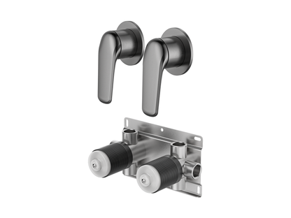 Sequoia Twin Shower/Bath Mixer Separate Round Plates