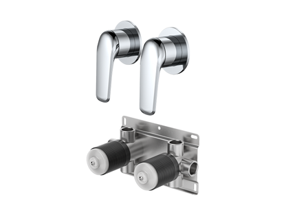 Sequoia Twin Shower/Bath Mixer Separate Round Plates