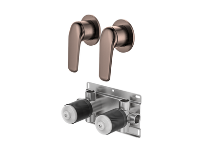 Sequoia Twin Shower/Bath Mixer Separate Round Plates