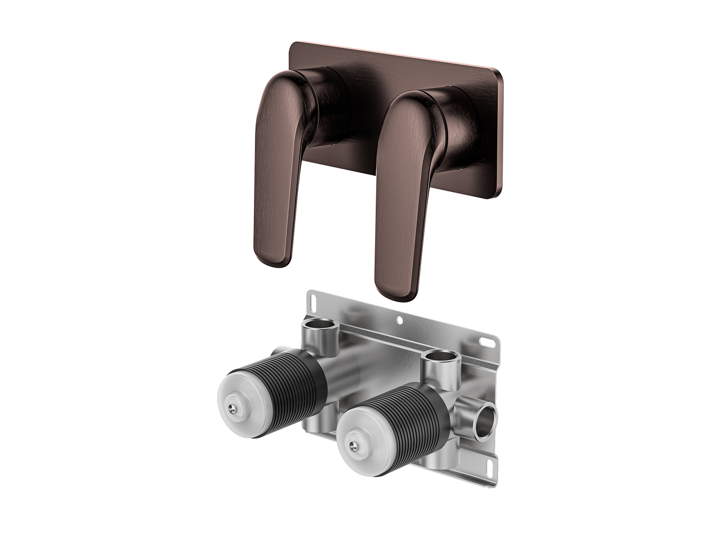 Sequoia Twin Shower/Bath Mixer Square Plate