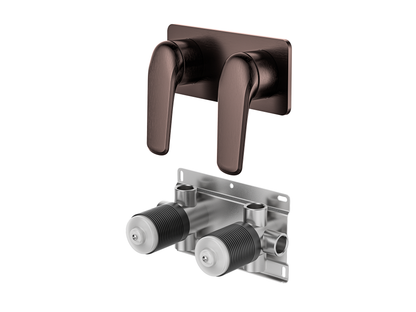 Sequoia Twin Shower/Bath Mixer Square Plate