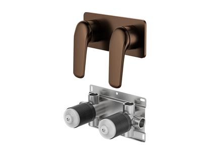 Sequoia Twin Shower/Bath Mixer Square Plate