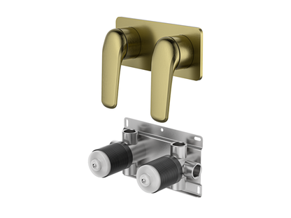 Sequoia Twin Shower/Bath Mixer Square Plate